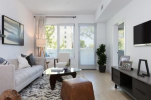 A living room at Halcyon Apartments